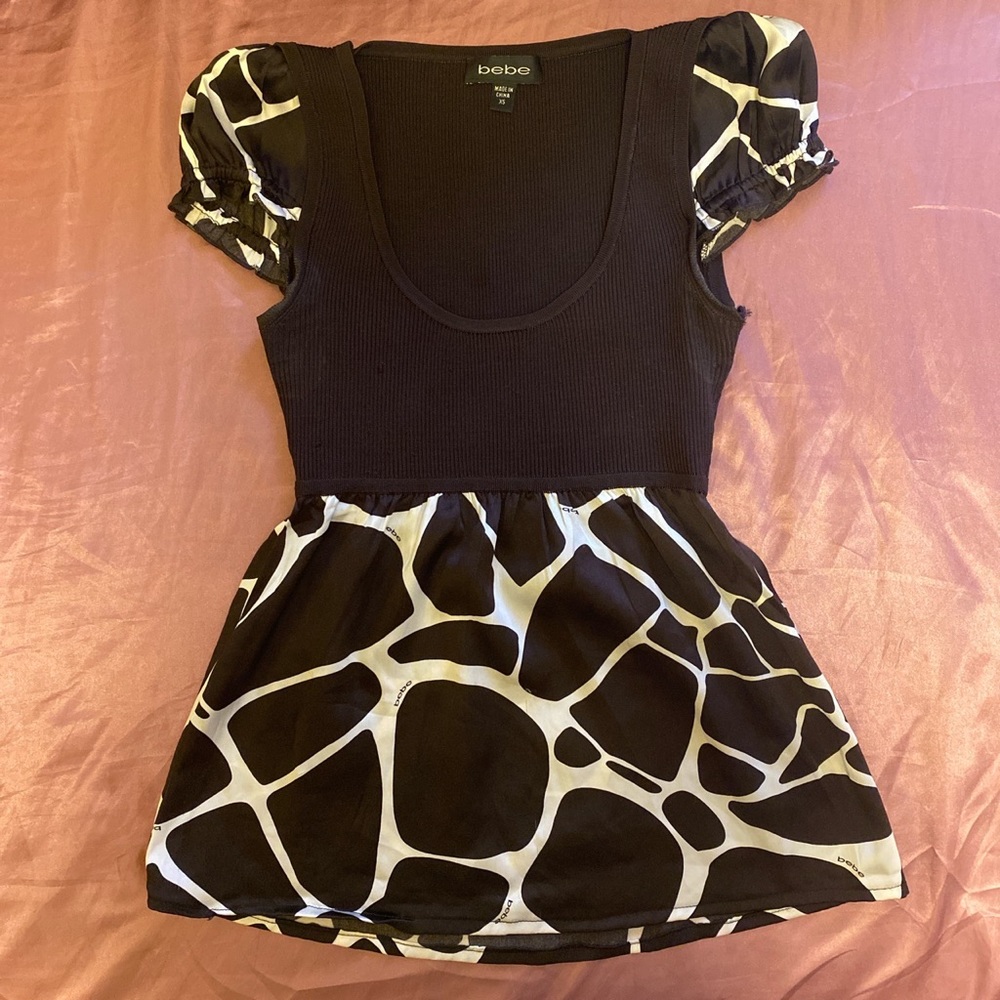 y2k bebe brown flowy top